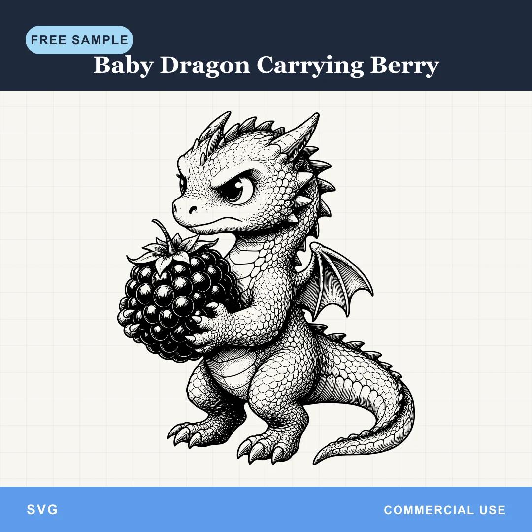 Free Baby Dragon Carrying Berry SVG
