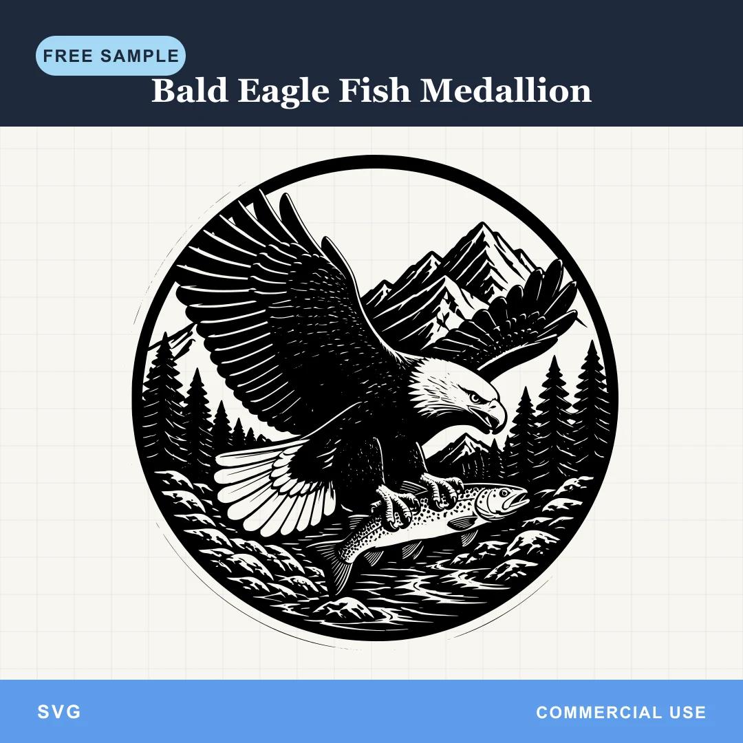 Free Bald Eagle Fish Medallion SVG