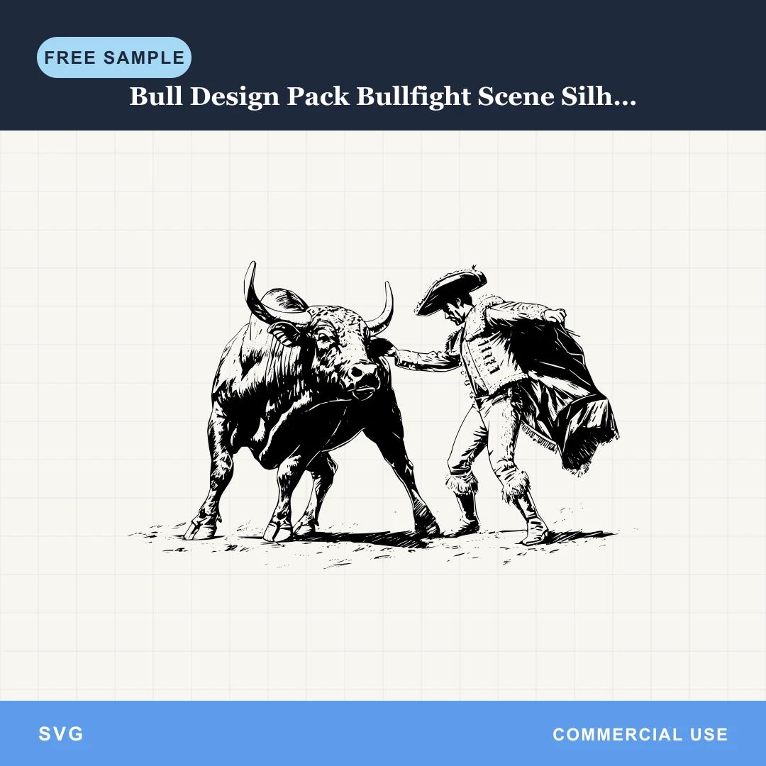 Free Bull Design Pack Bullfight Scene Silhouette SVG