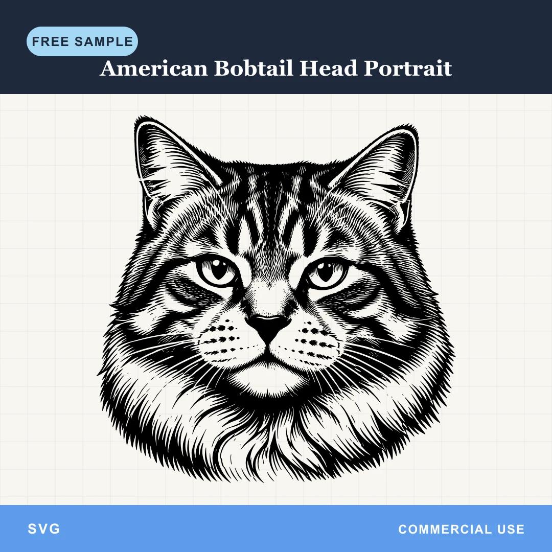 Free American Bobtail Head Portrait SVG