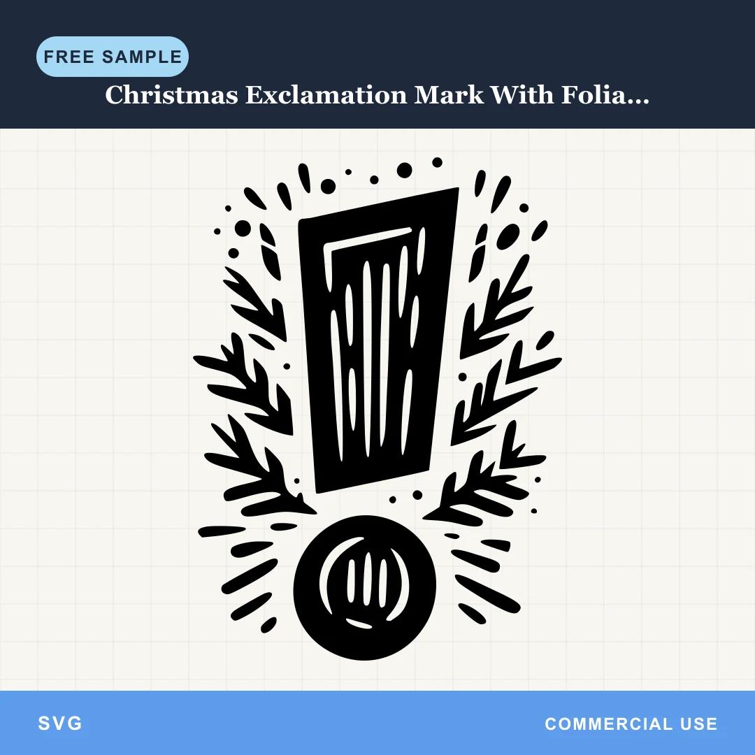 Free Christmas Exclamation Mark With Foliage SVG