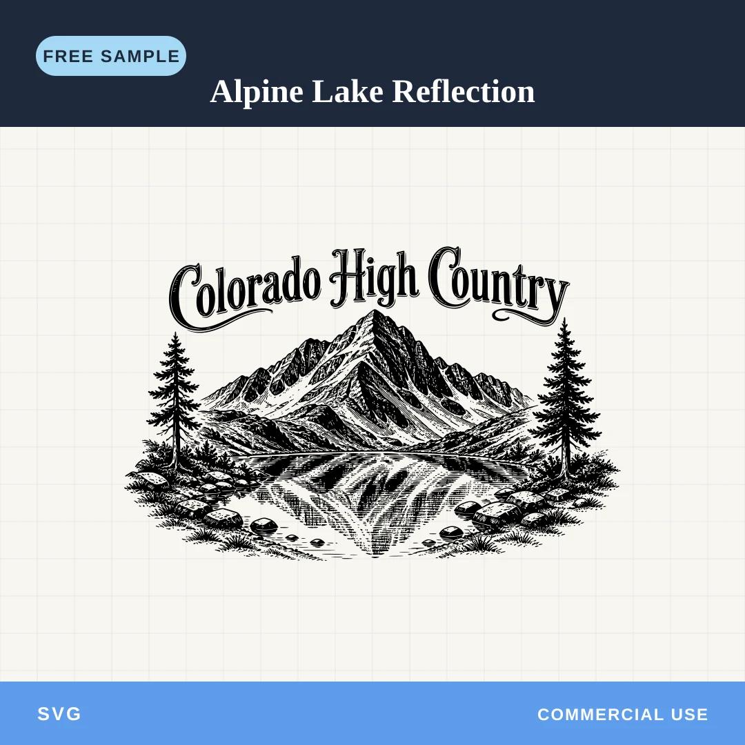 Free Alpine Lake Reflection SVG sample