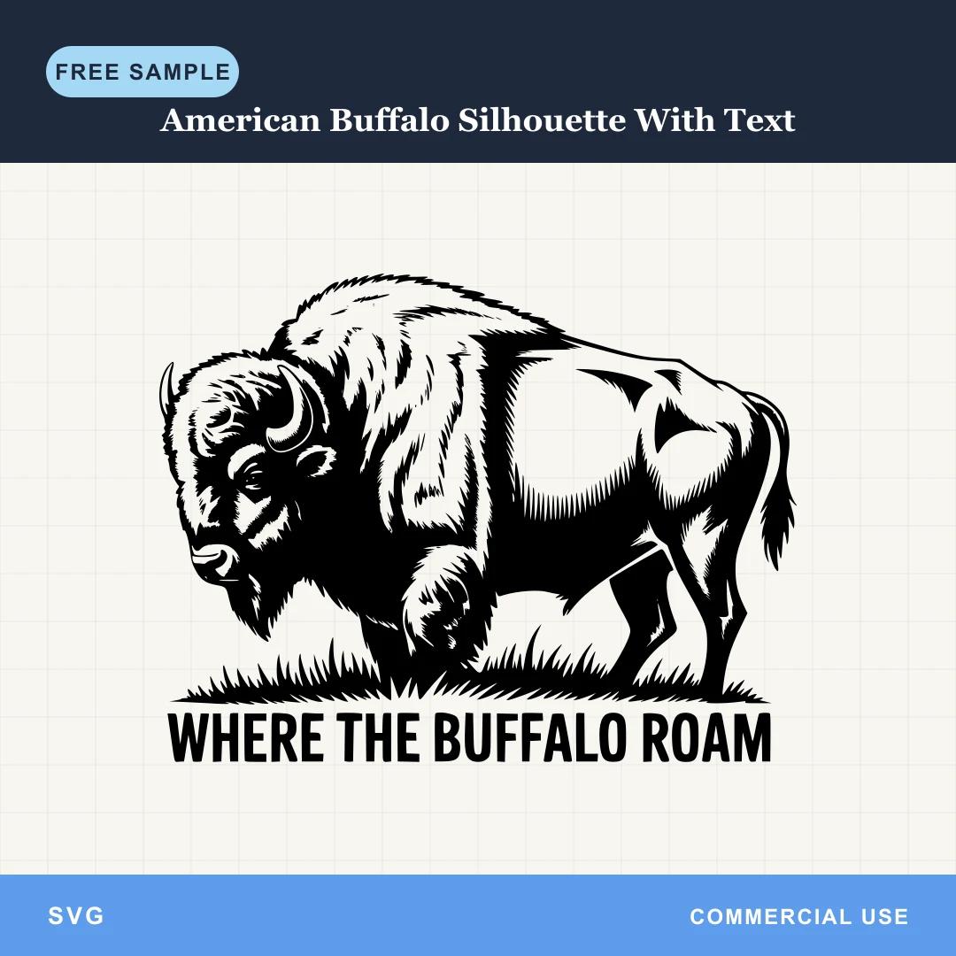 Free American Buffalo Silhouette With Text SVG
