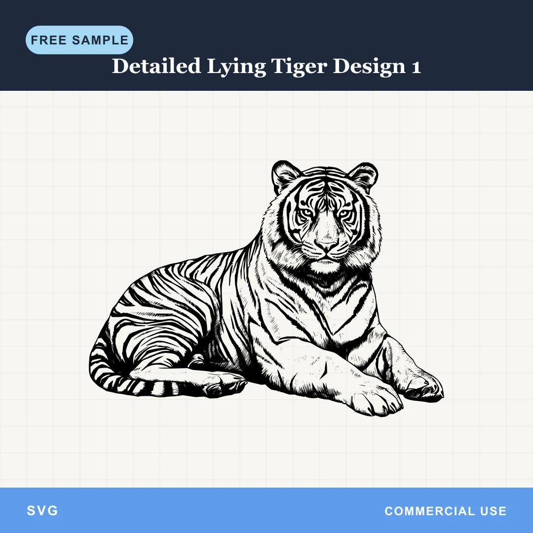 Free Detailed Lying Tiger Design 1 SVG