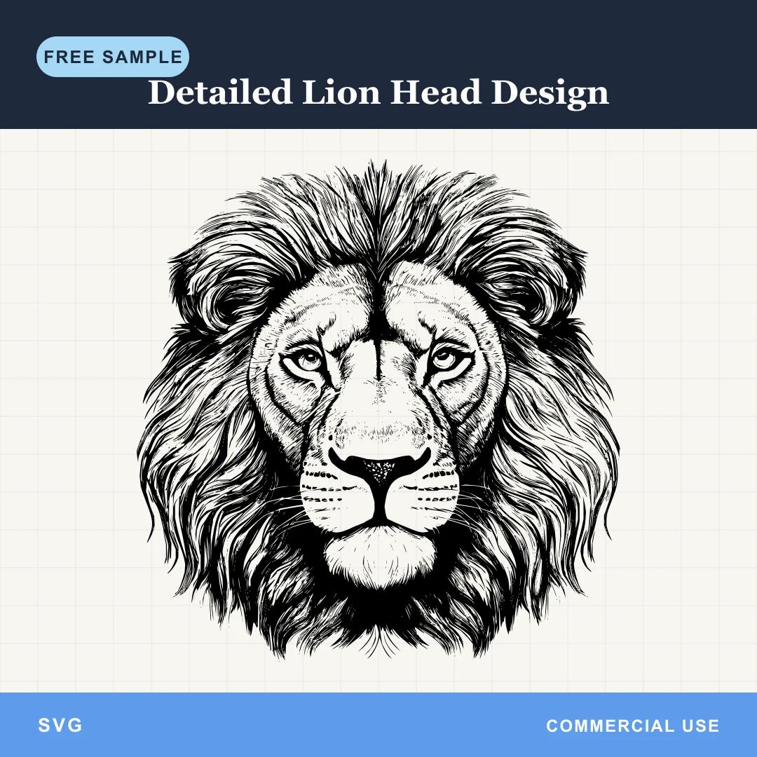 Free Detailed Lion Head Design SVG