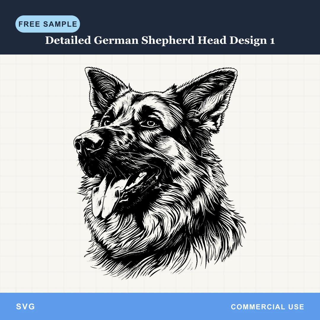 Free Detailed German Shepherd Head Design 1 SVG