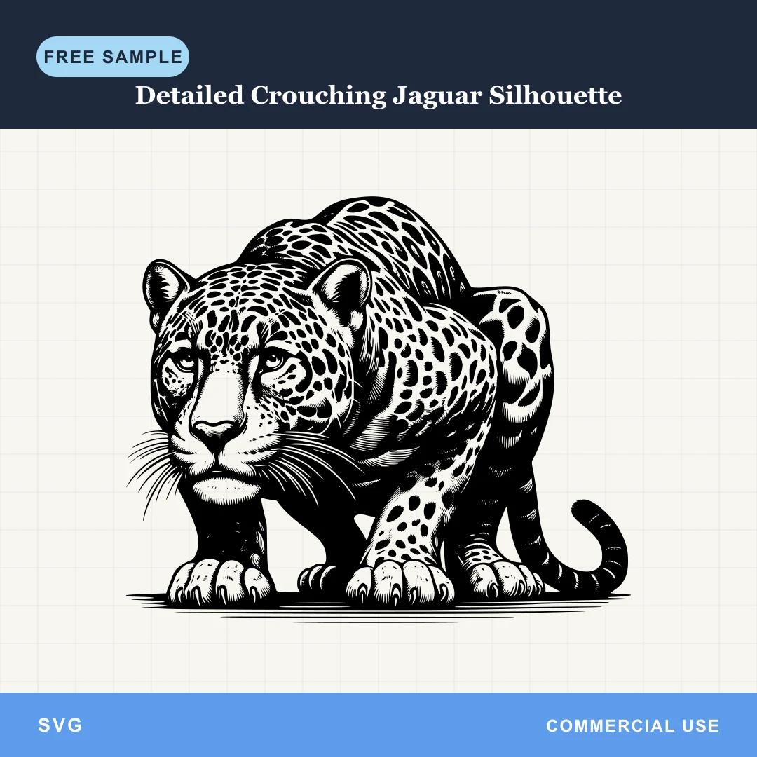 Free Detailed Crouching Jaguar Silhouette SVG