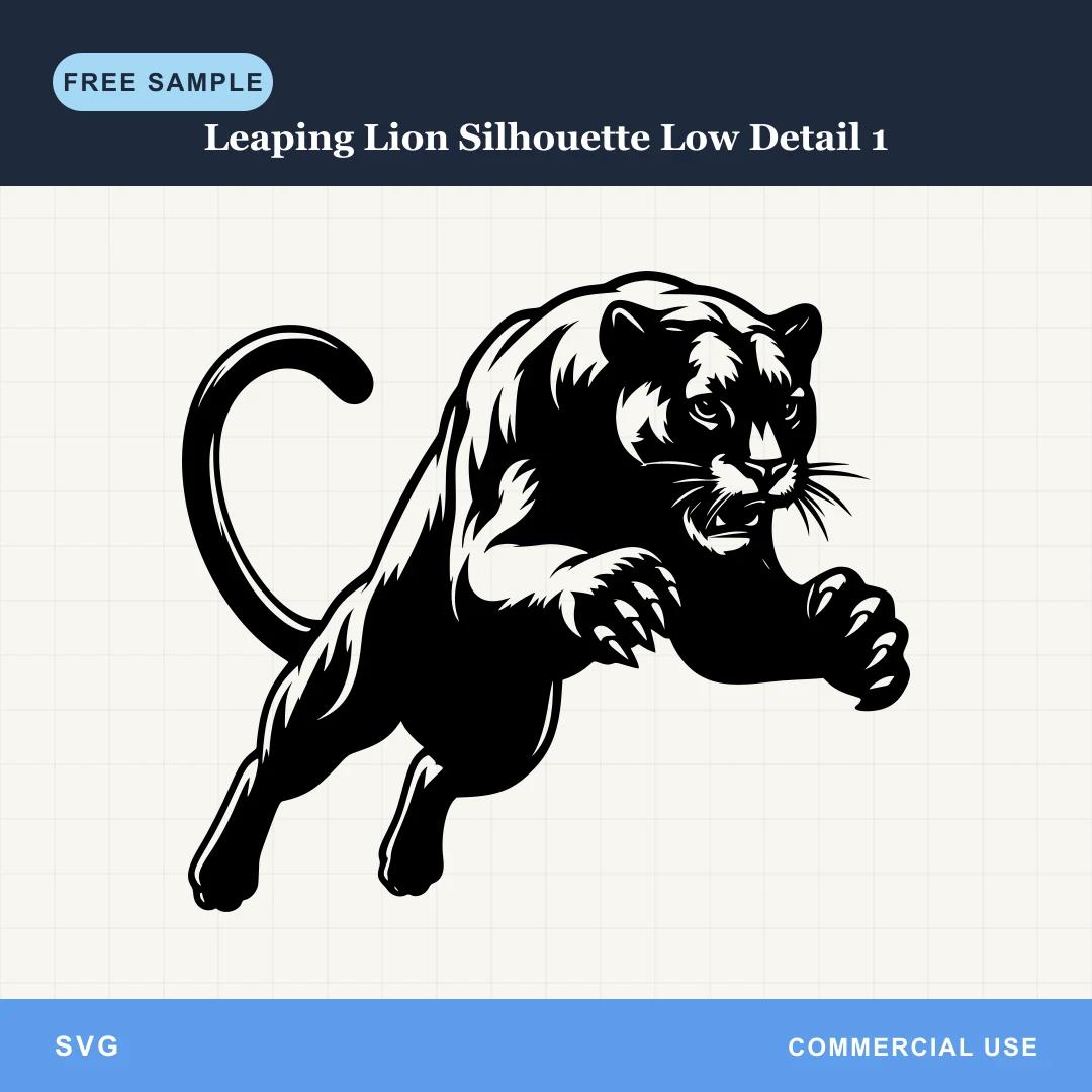 Free Leaping Lion Silhouette Low Detail 1 SVG