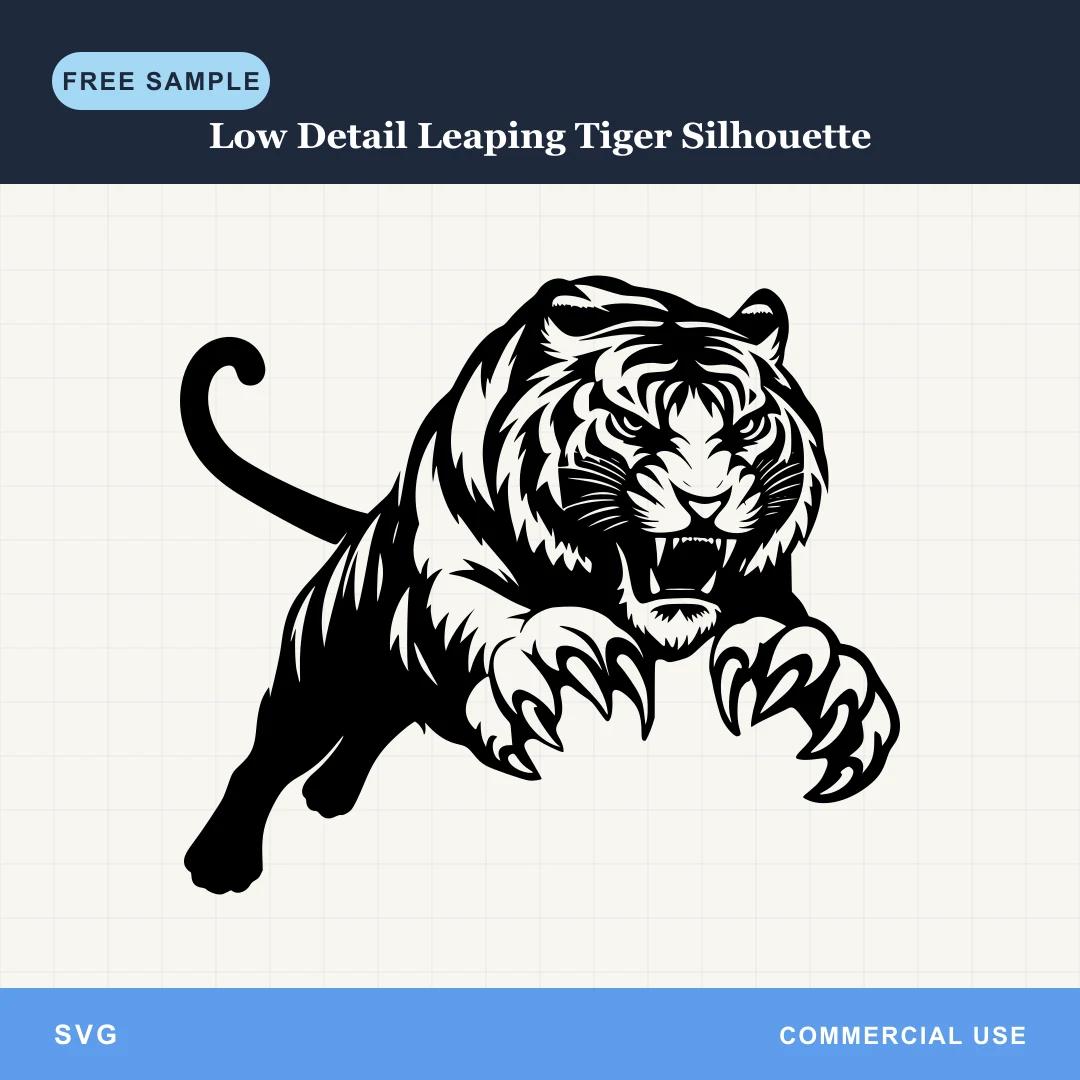 Free Low Detail Leaping Tiger Silhouette SVG