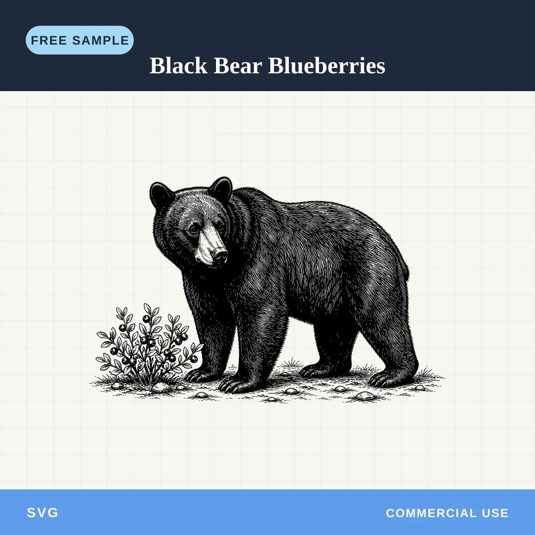 Free Black Bear Blueberries SVG sample
