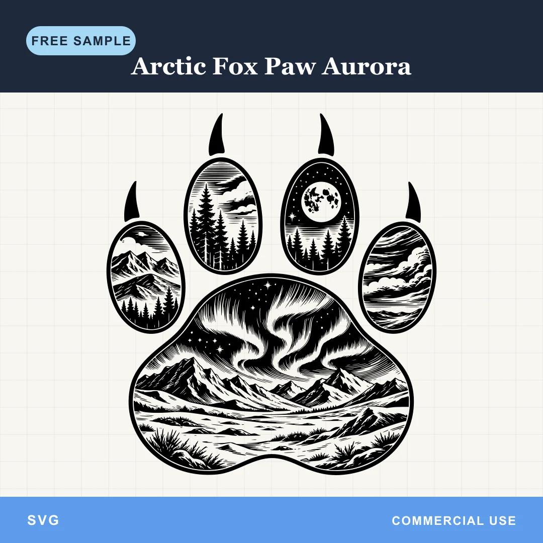 Free Arctic Fox Paw Aurora SVG