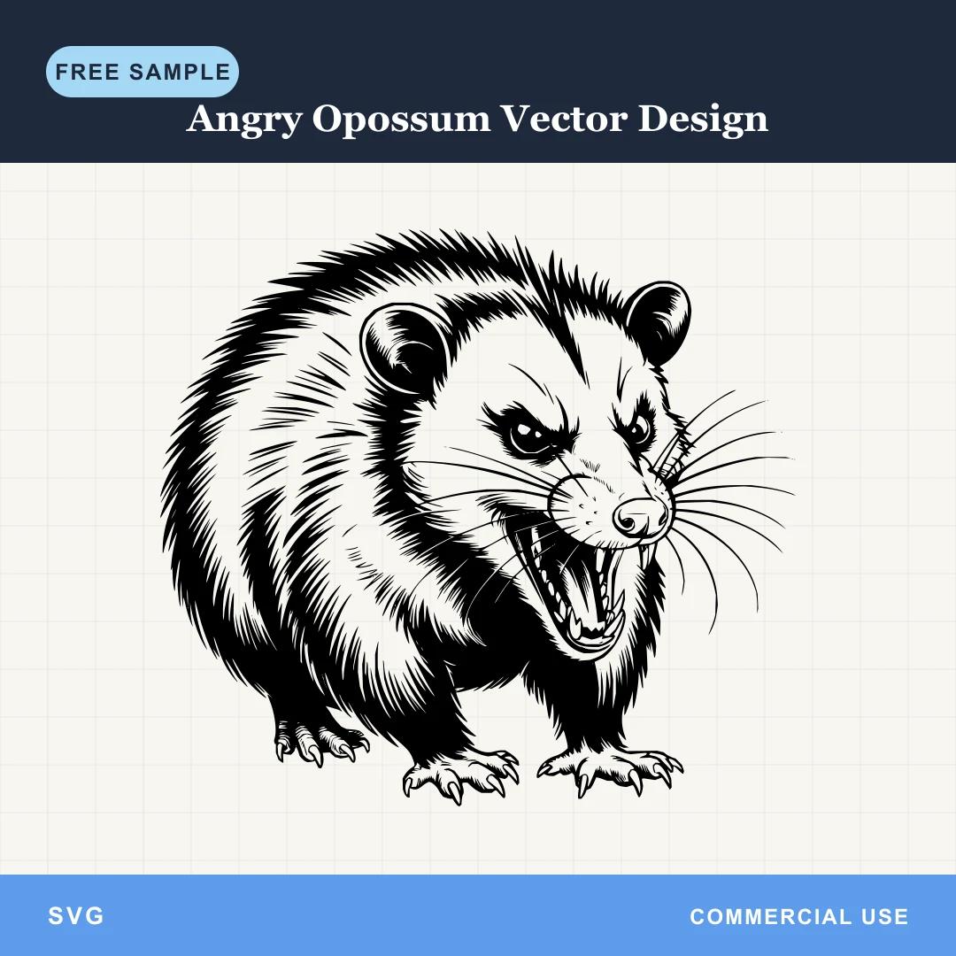 Free Angry Opossum Vector Design SVG