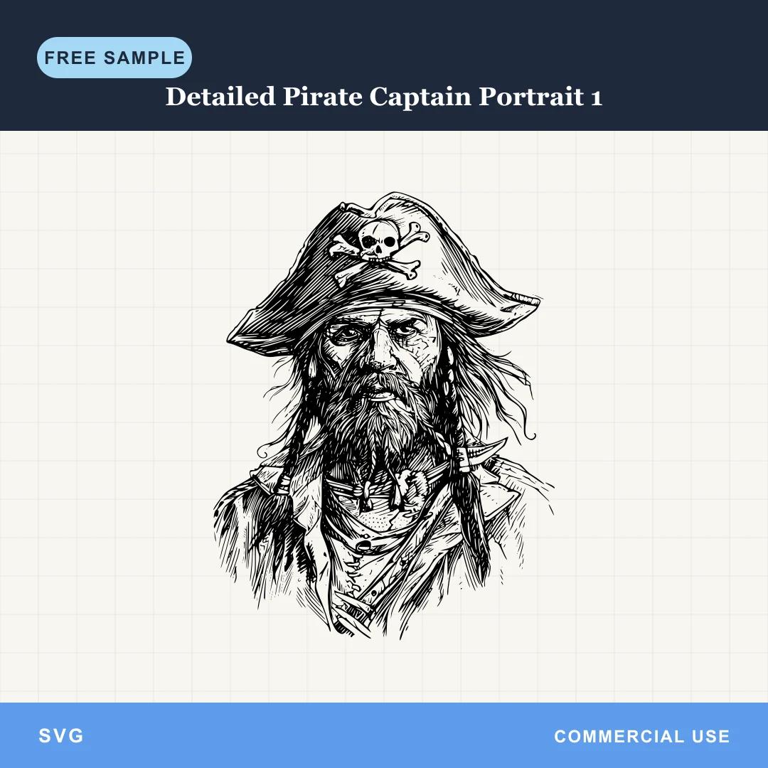 Free Detailed Pirate Captain Portrait 1 SVG