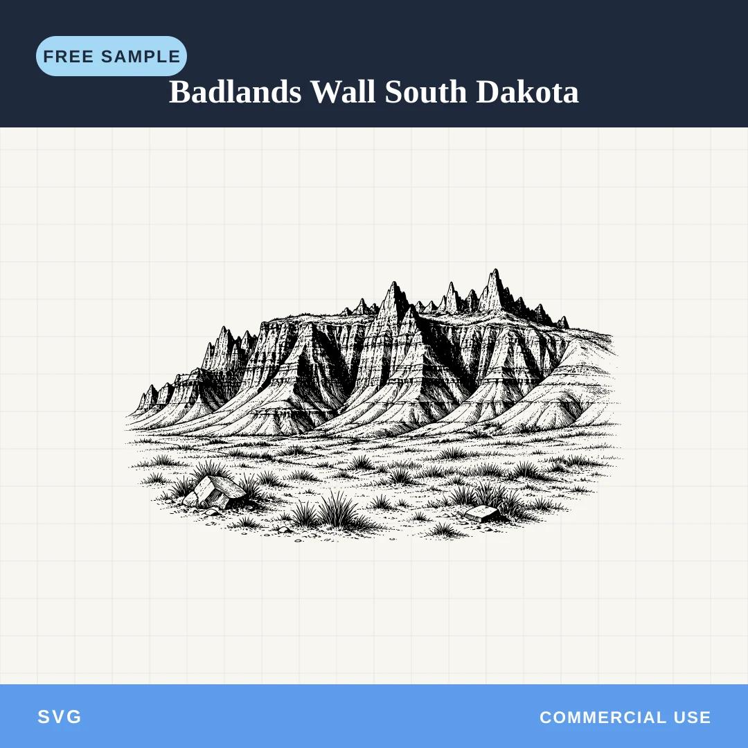 Free Badlands Wall South Dakota SVG sample