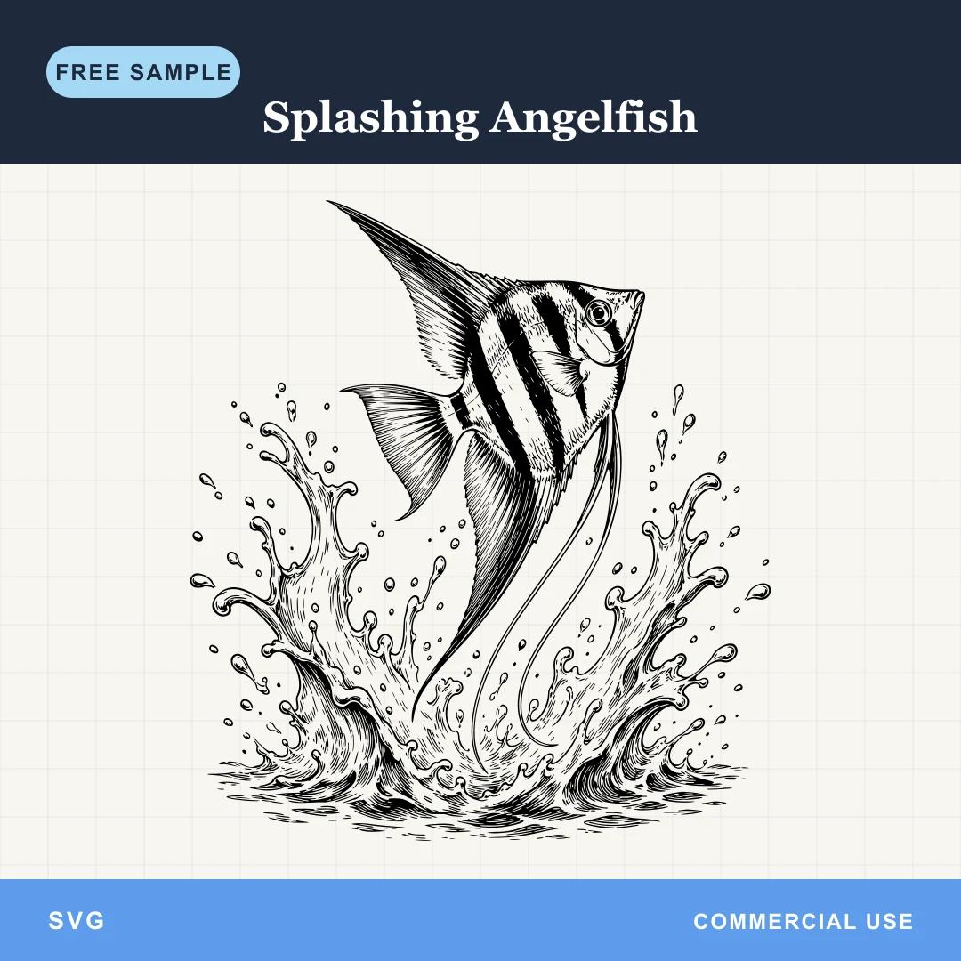 Free Splashing Angelfish SVG