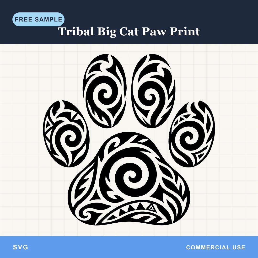 Free Tribal Big Cat Paw Print SVG