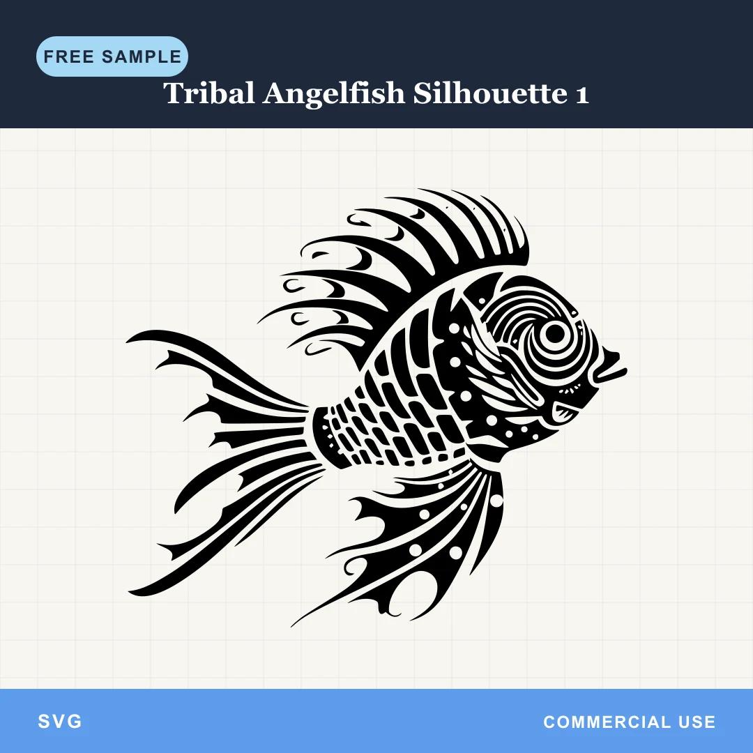 Free Tribal Angelfish Silhouette 1 SVG