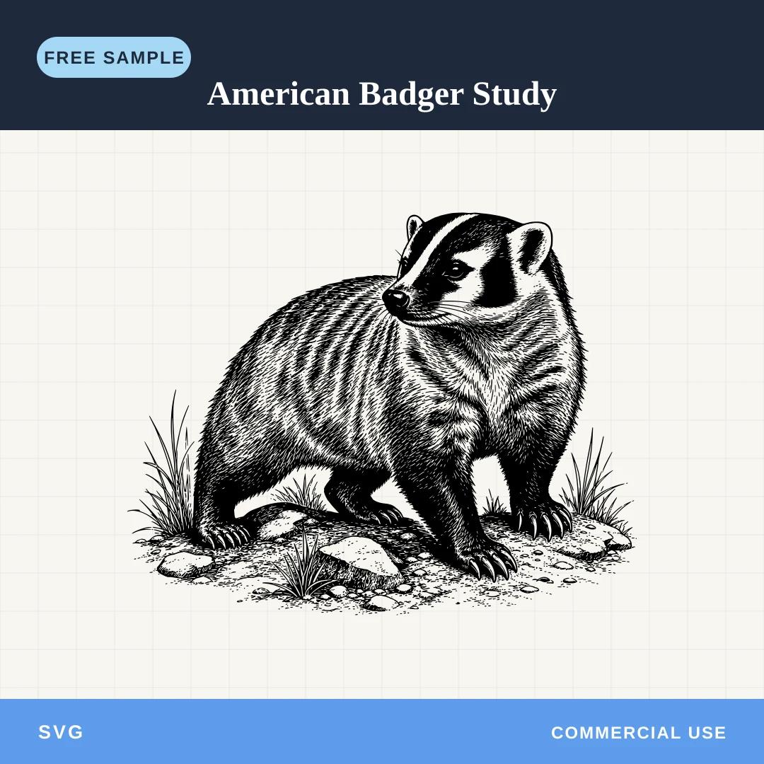 Free American Badger Study SVG sample