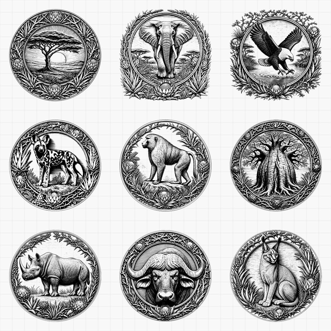 African Safari Relief Medallions - Thumbnail 2
