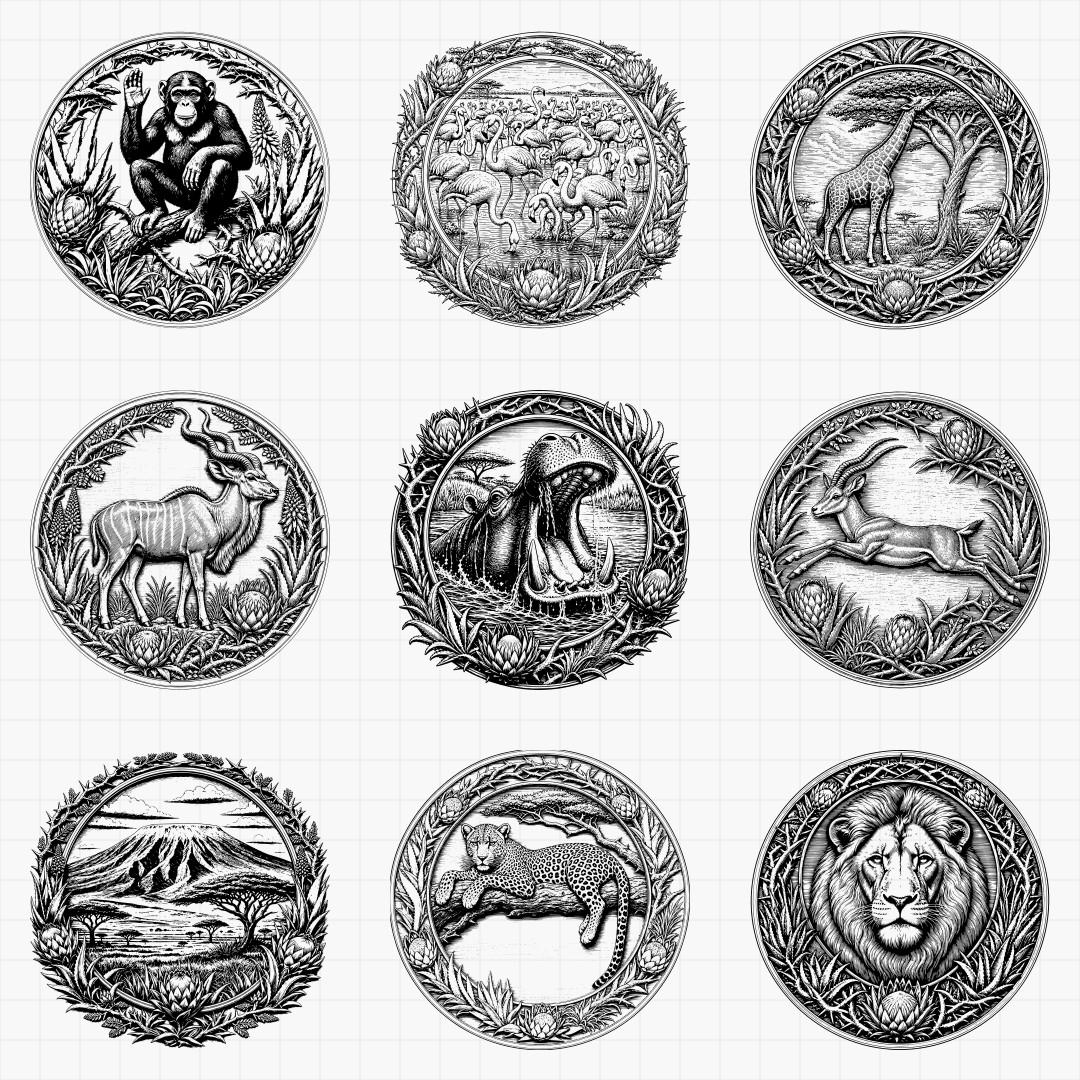 African Safari Relief Medallions - Thumbnail 3