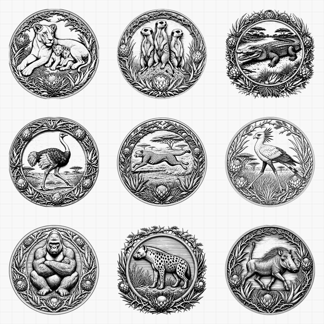 African Safari Relief Medallions - Thumbnail 4