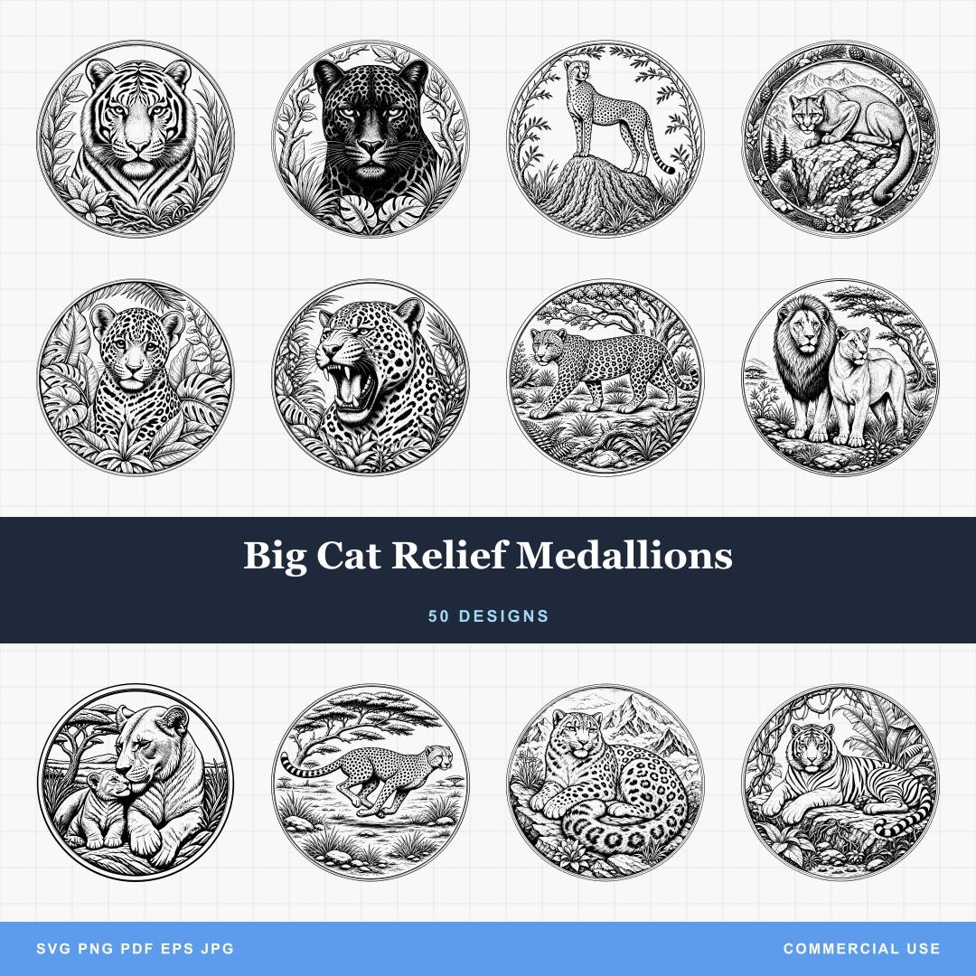 Big Cat Relief Medallions