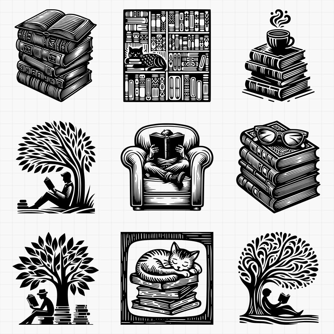 Book Lovers Reading Svg Pack - Thumbnail 5