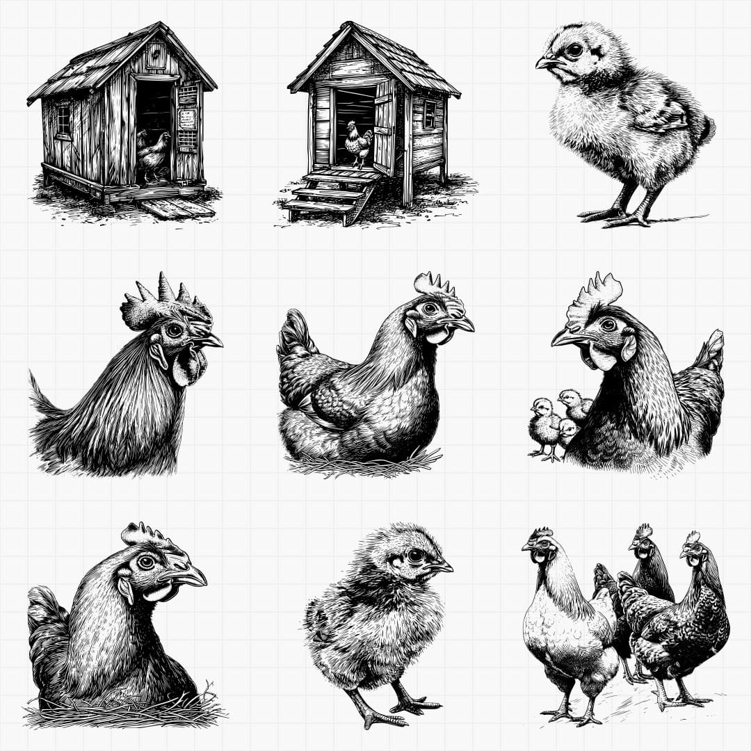 Chicken Designs Pack | PrintCutCarve