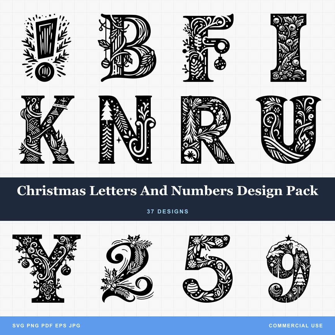 Christmas Letters And Numbers Design Pack