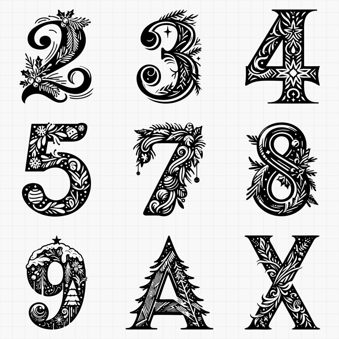 Christmas Letters And Numbers Design Pack - Thumbnail 5