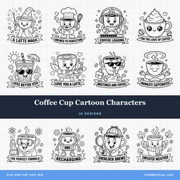 Coffee Cup Cartoon Characters