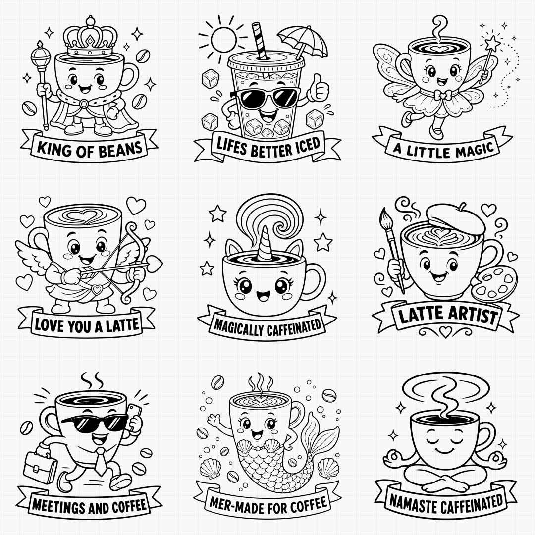 Coffee Cup Cartoon Characters - Thumbnail 3