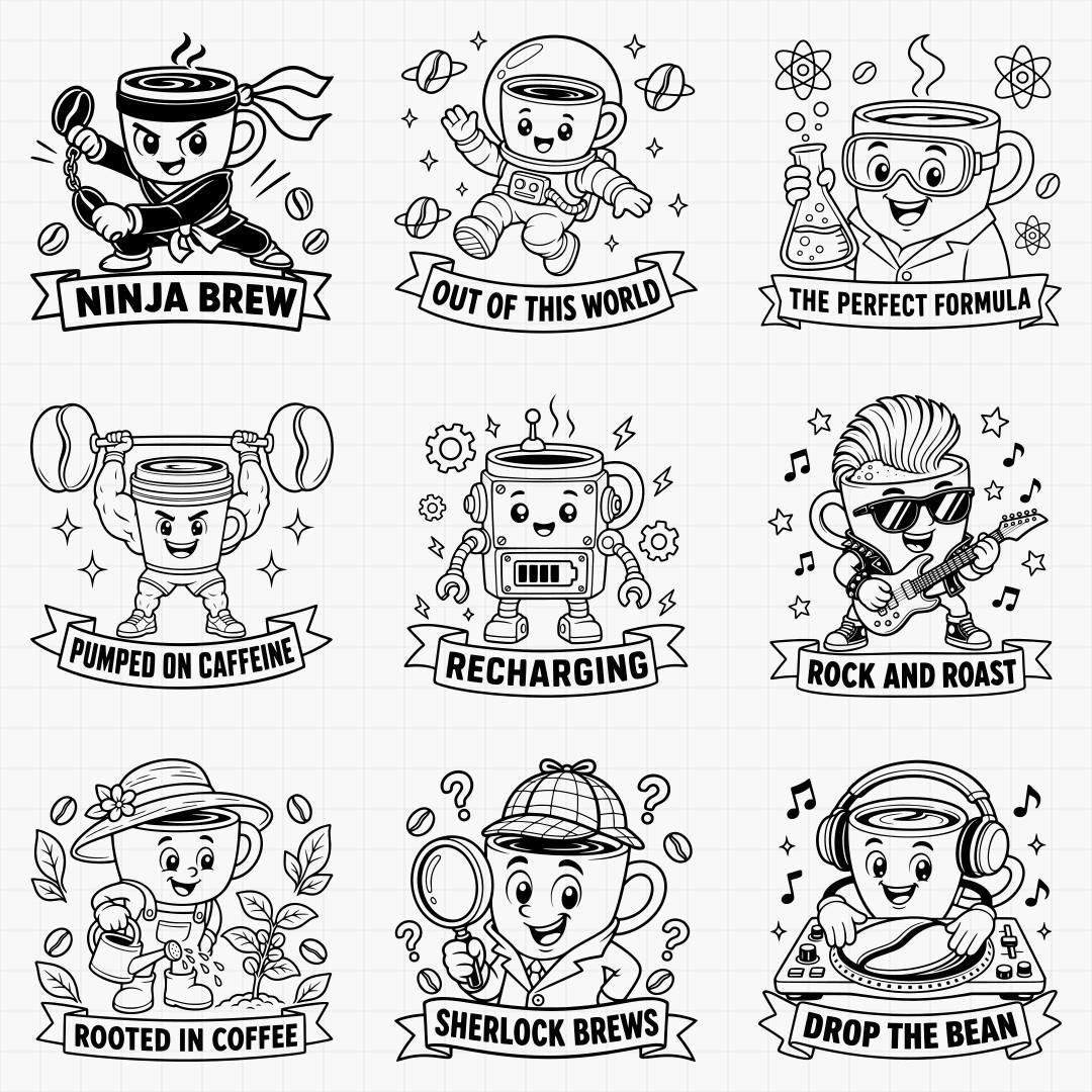Coffee Cup Cartoon Characters - Thumbnail 4