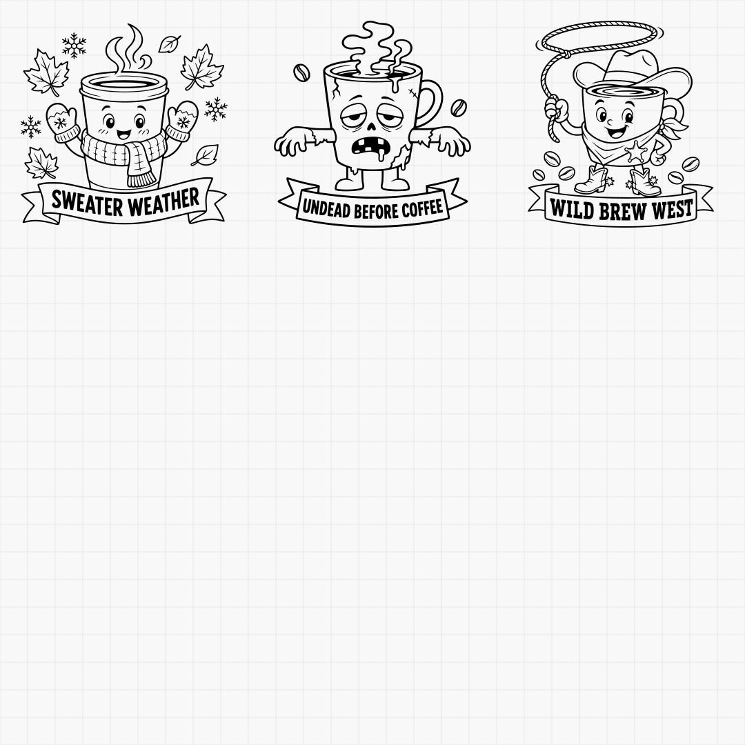 Coffee Cup Cartoon Characters - Thumbnail 5