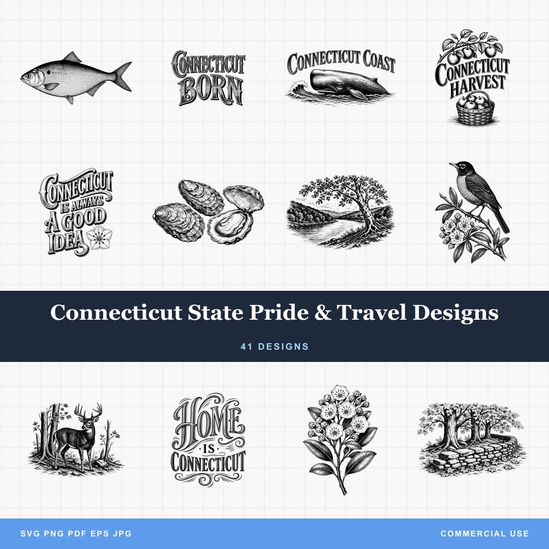 Connecticut State Pride & Travel Designs
