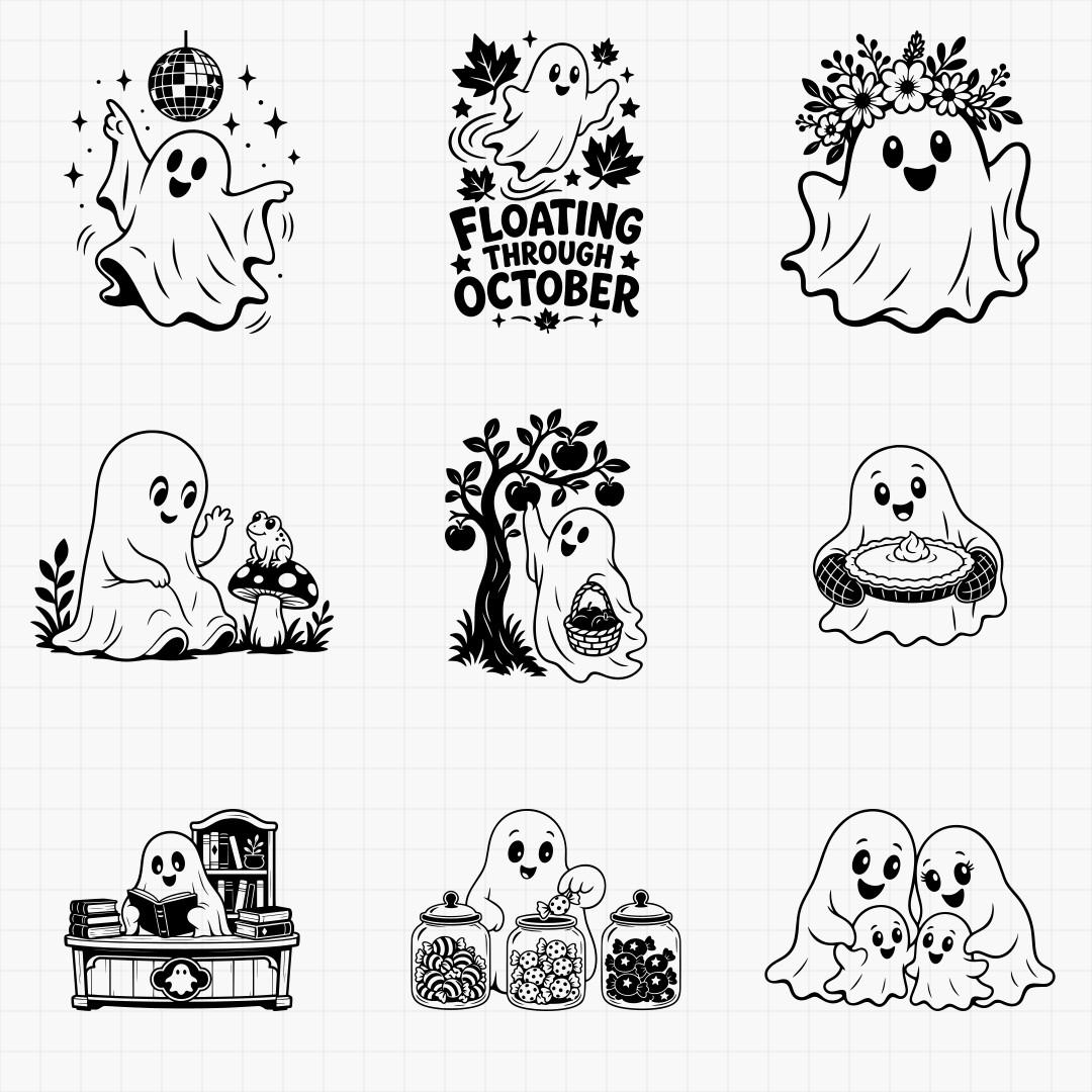 Cute Ghosts & Friendly Spooky Designs - Thumbnail 3