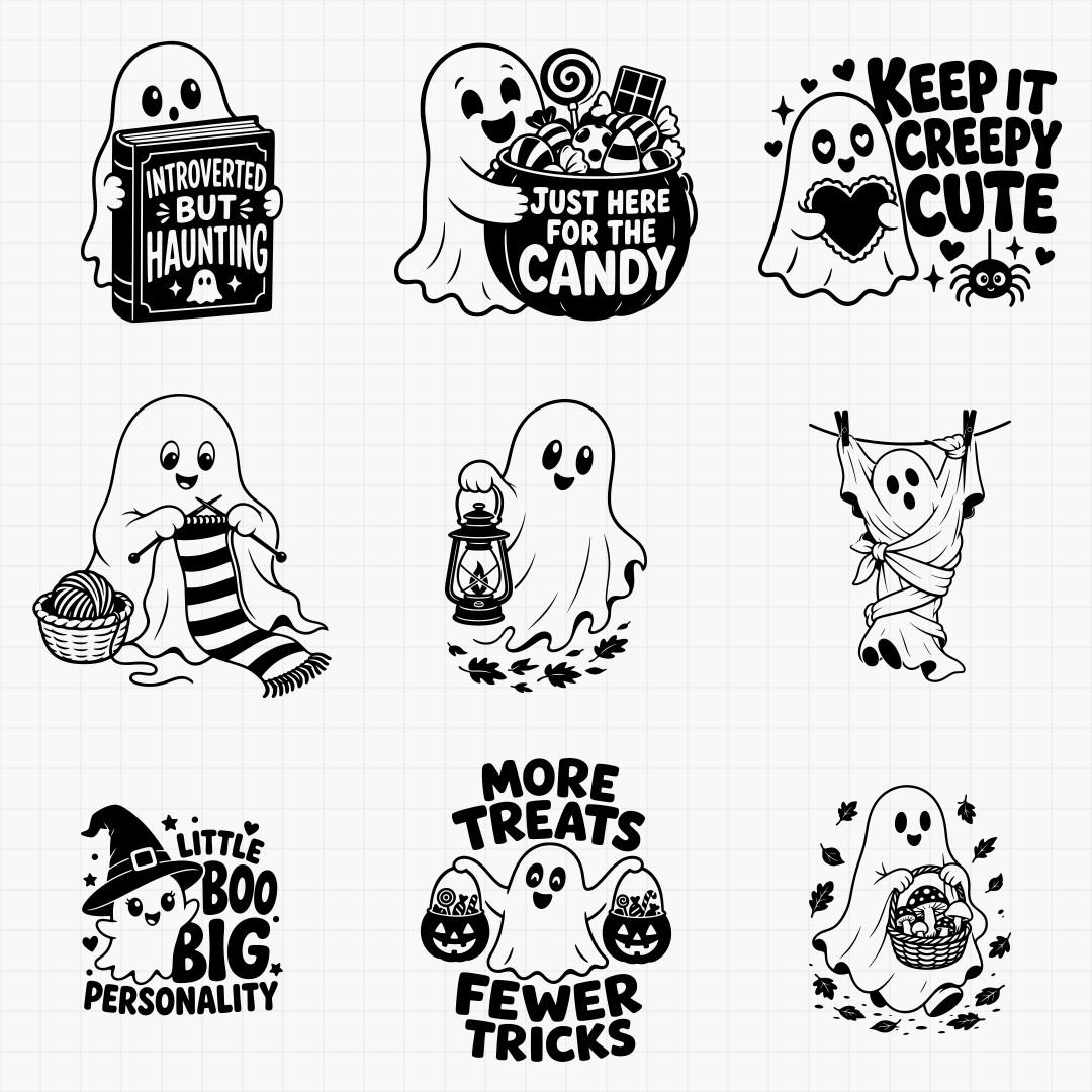 Cute Ghosts & Friendly Spooky Designs - Thumbnail 5