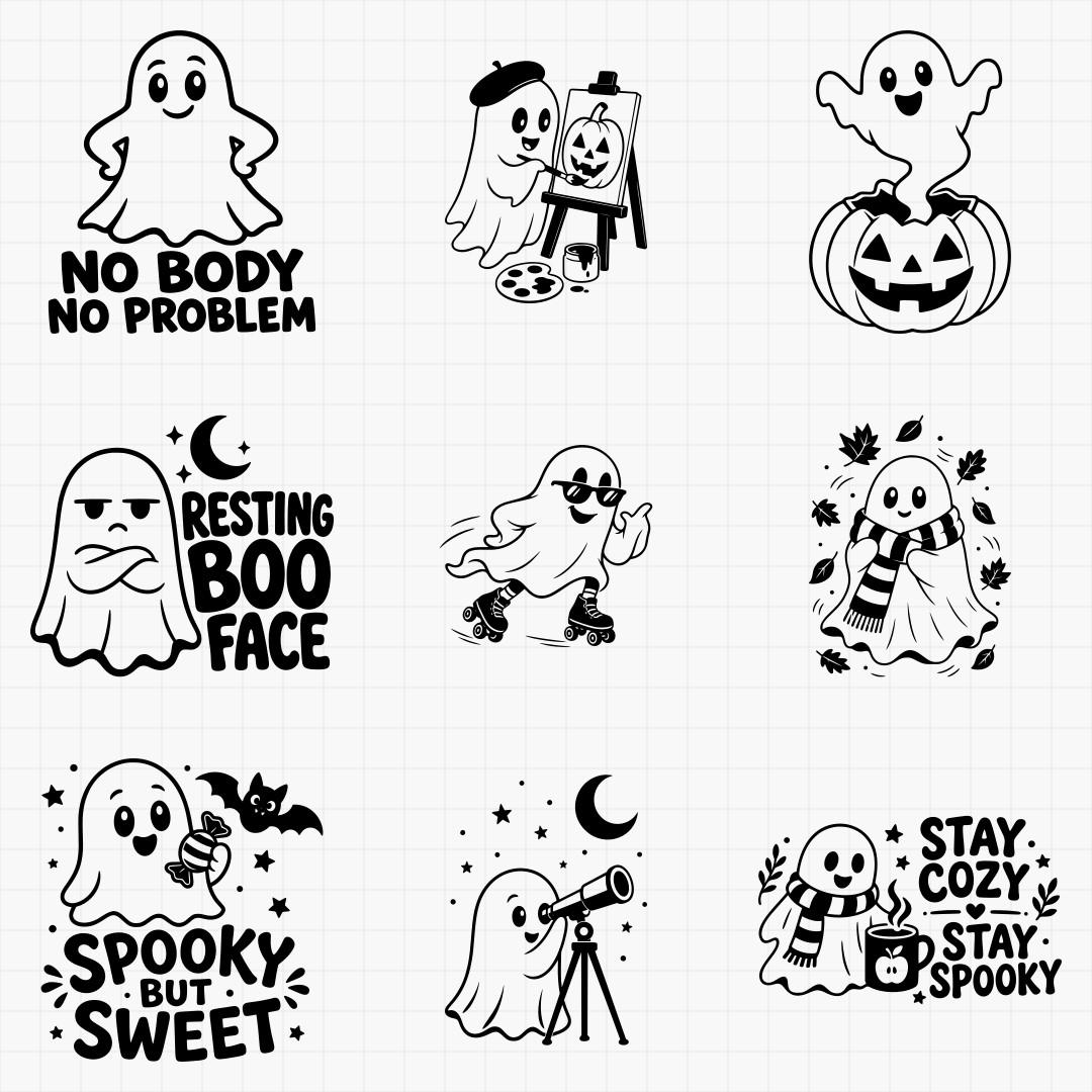 Cute Ghosts & Friendly Spooky Designs - Thumbnail 6