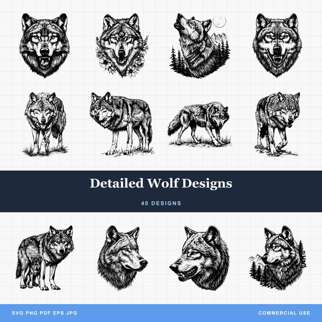 Detailed Wolf Designs