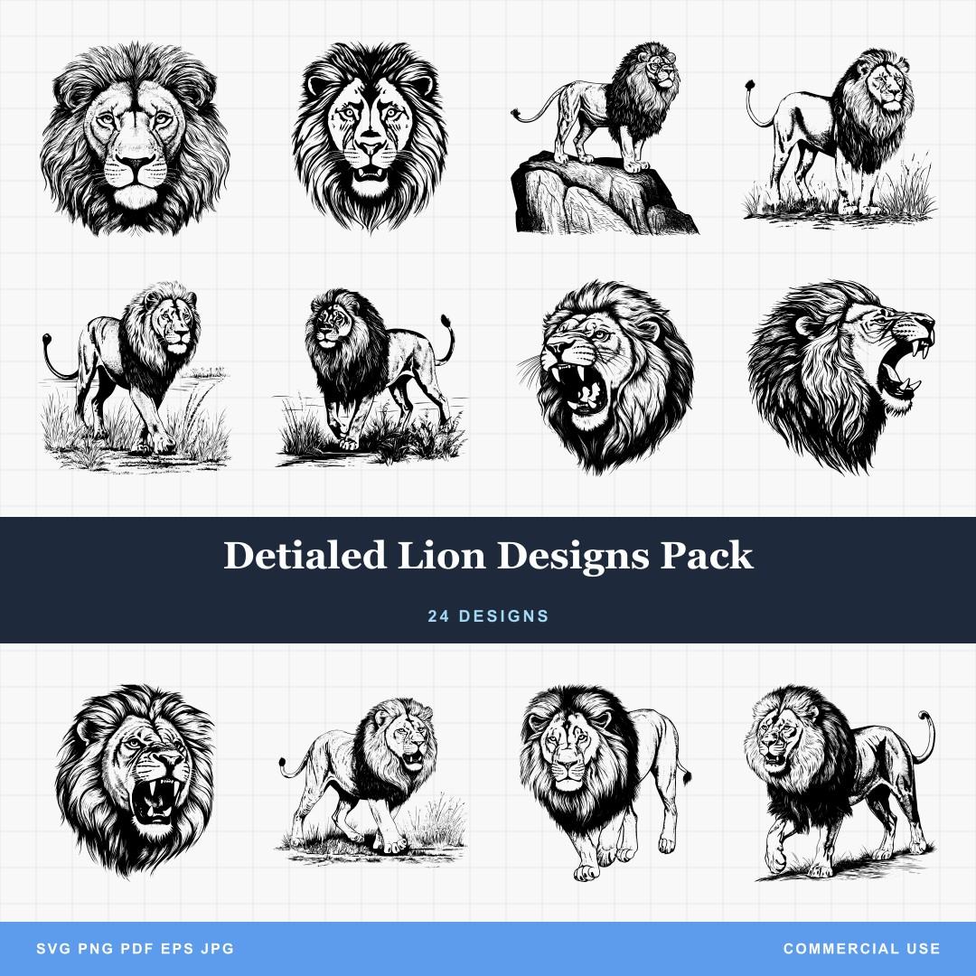 Detialed Lion Designs Pack