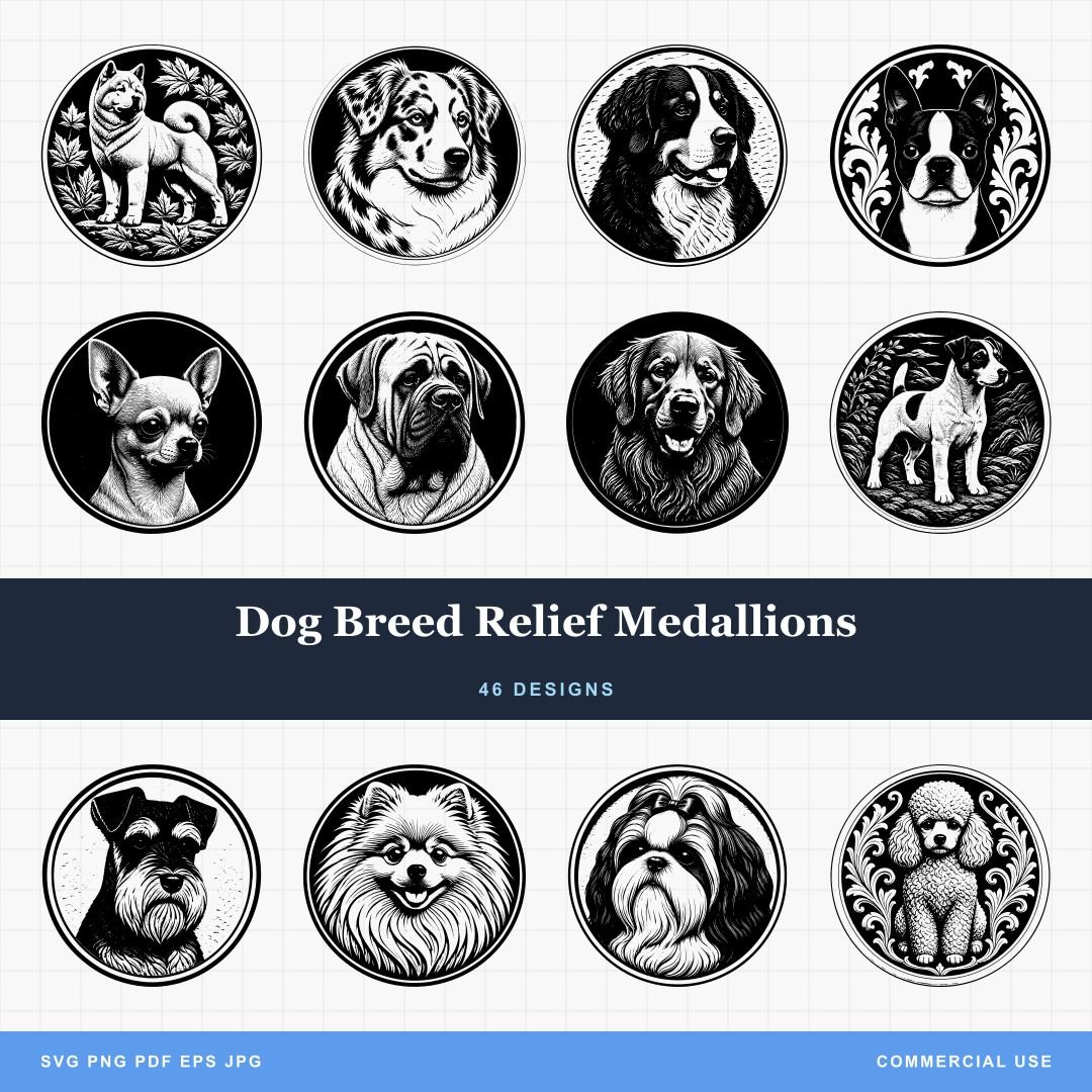 Dog Breed Relief Medallions