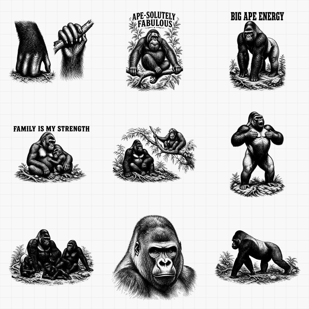 Gorilla and Orangutan SVG Designs - Thumbnail 2
