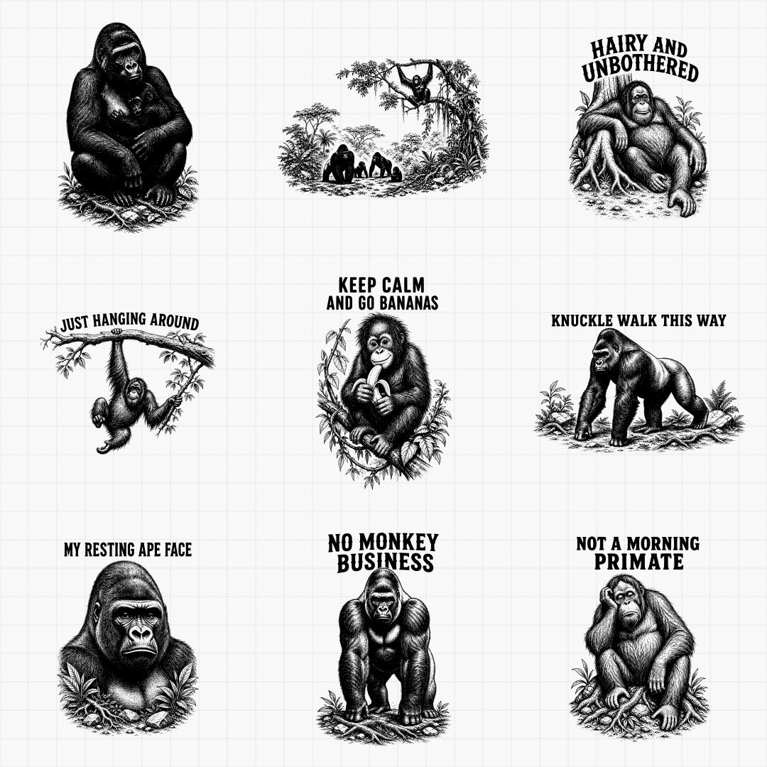 Gorilla and Orangutan SVG Designs - Thumbnail 3