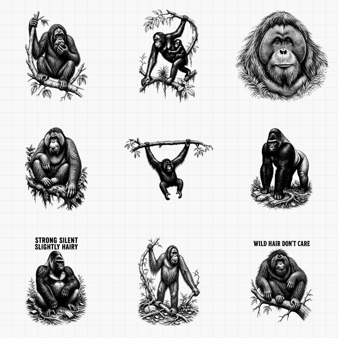 Gorilla and Orangutan SVG Designs - Thumbnail 4