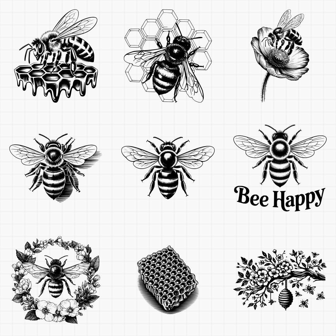 Honey Bee Floral Svg Pack - Thumbnail 3