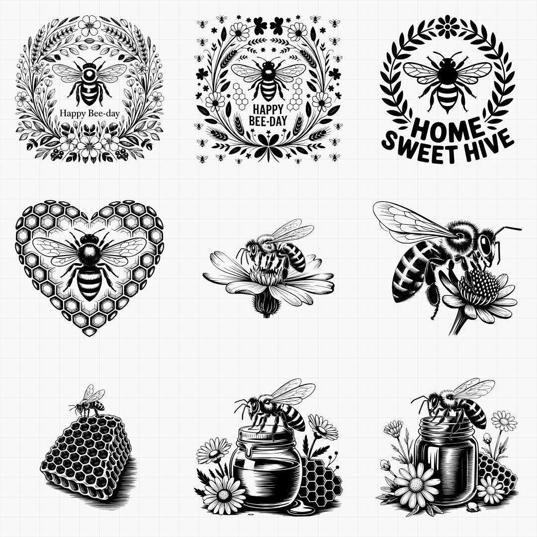 Honey Bee Floral Svg Pack - Thumbnail 4