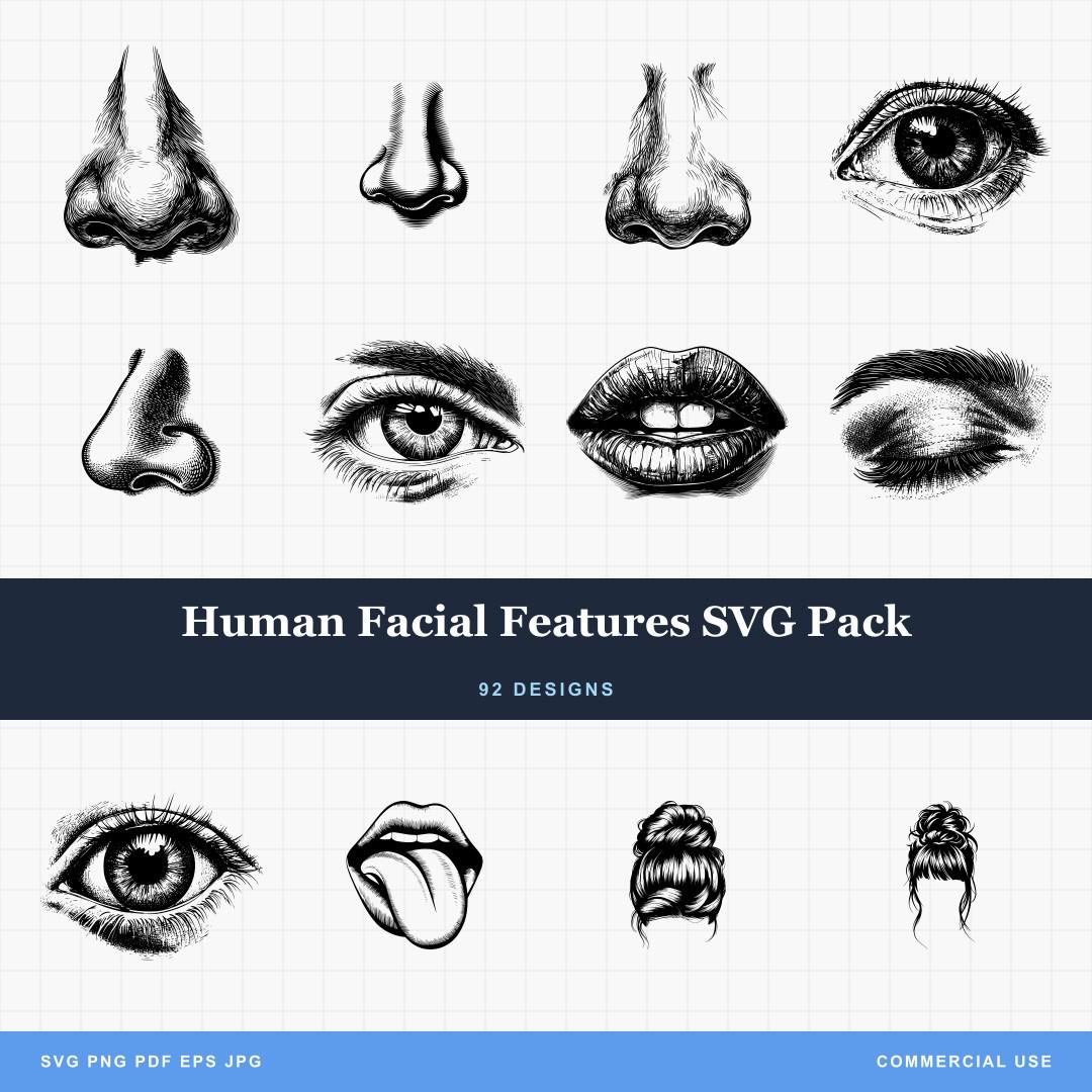 Human Facial Features Svg Pack