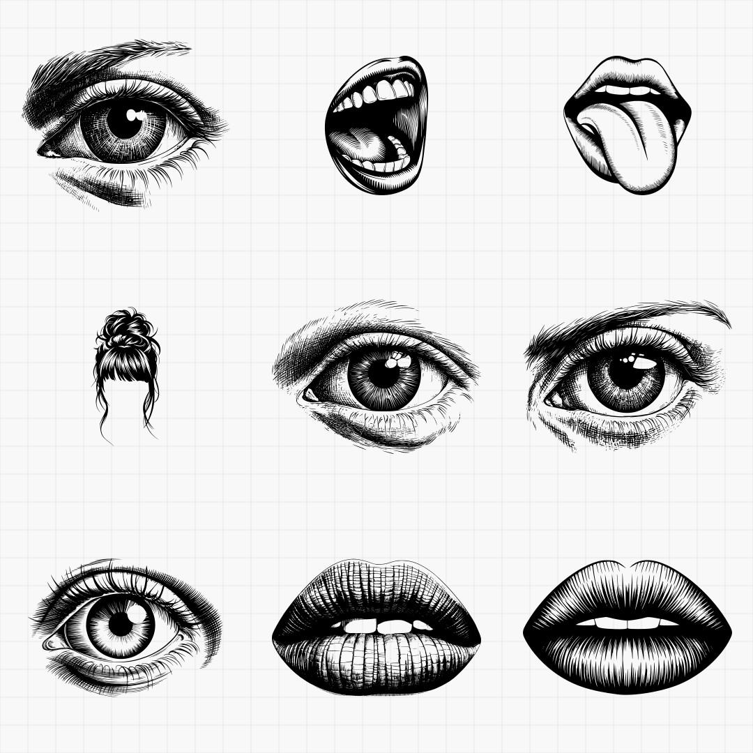 Human Facial Features Svg Pack - Thumbnail 11