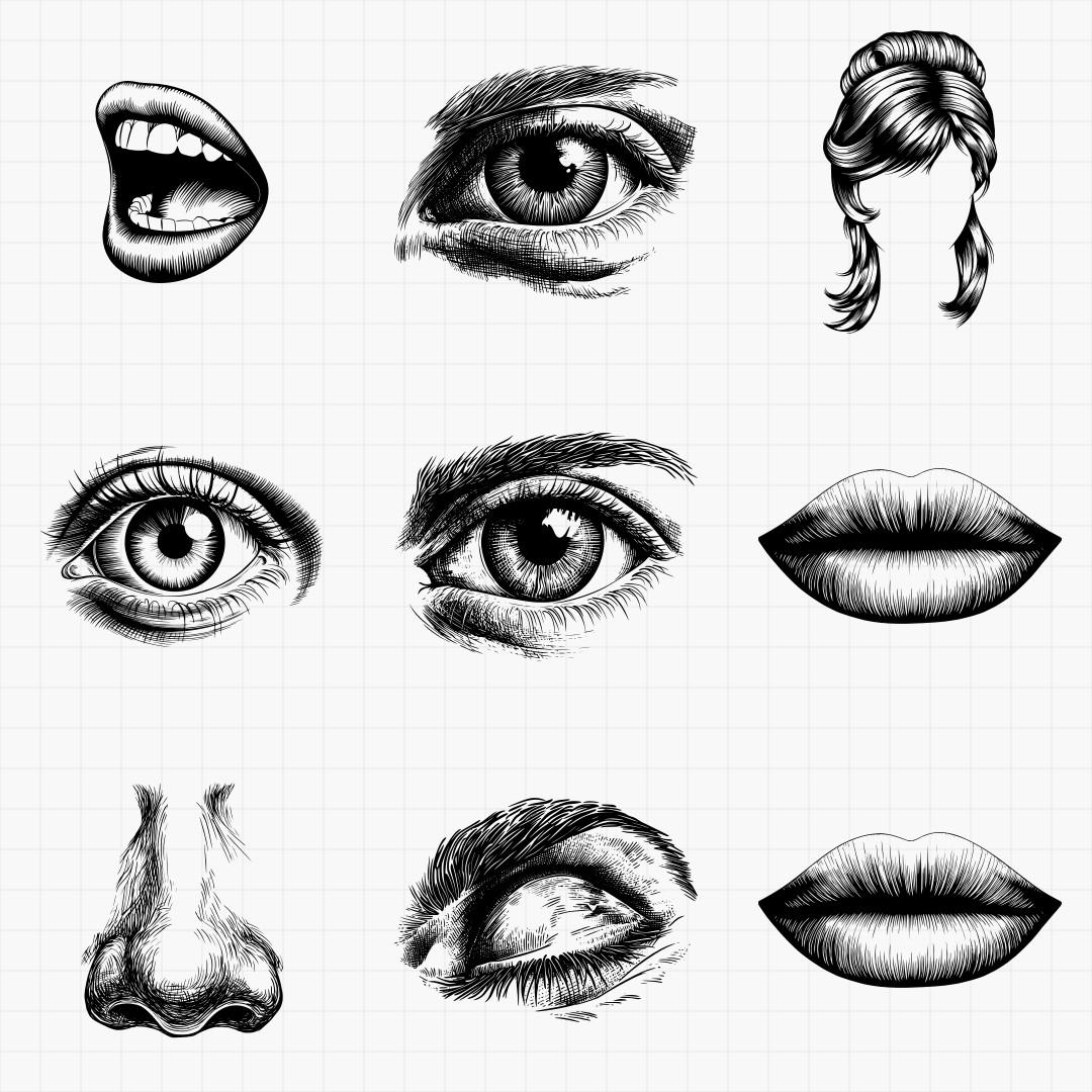 Human Facial Features Svg Pack - Thumbnail 3