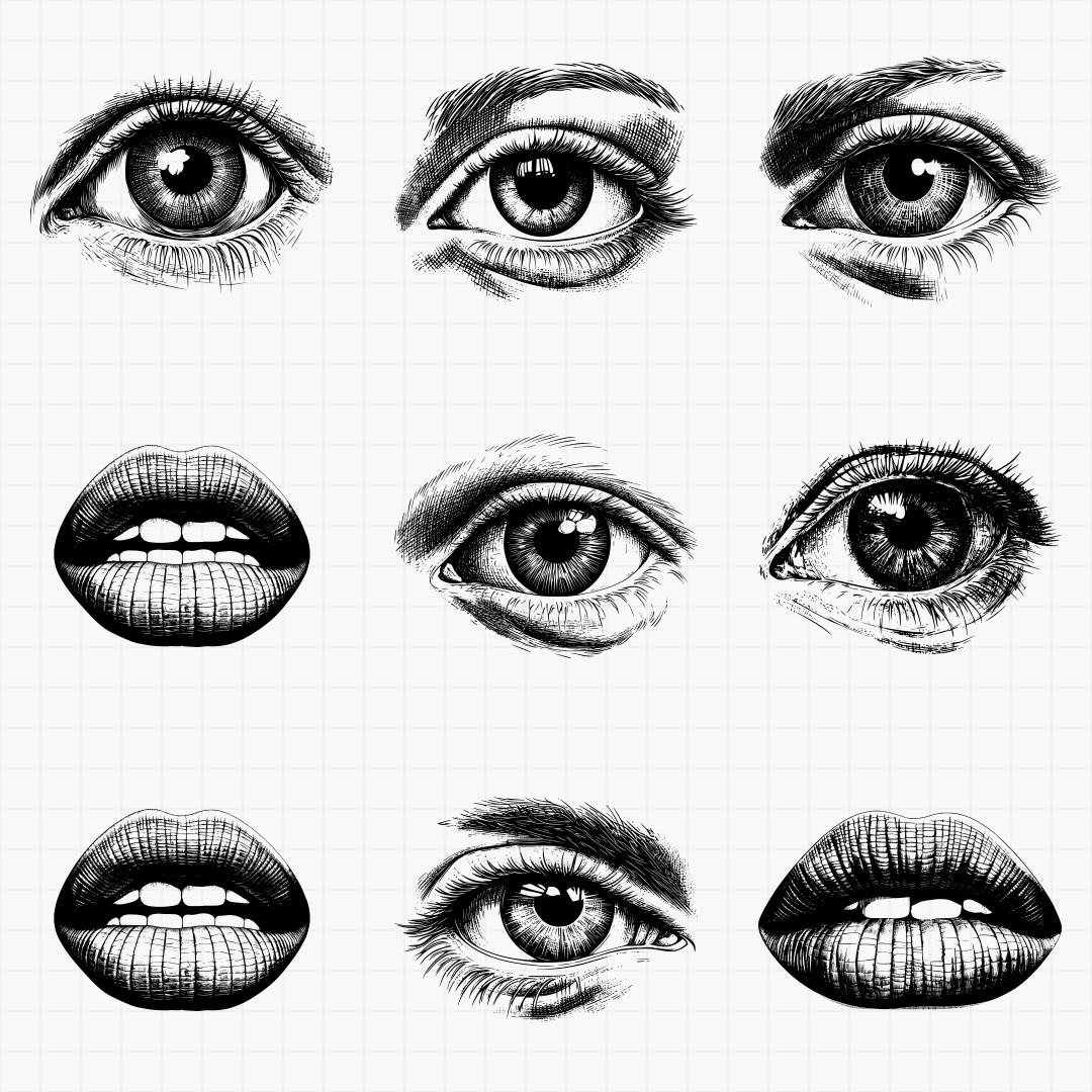 Human Facial Features Svg Pack - Thumbnail 4